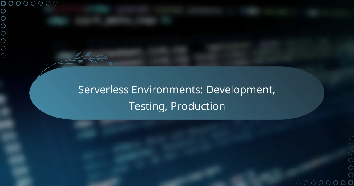 Serverless Environments: Development, Testing, Production
