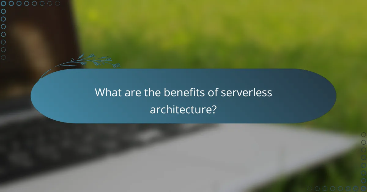 What are the benefits of serverless architecture?